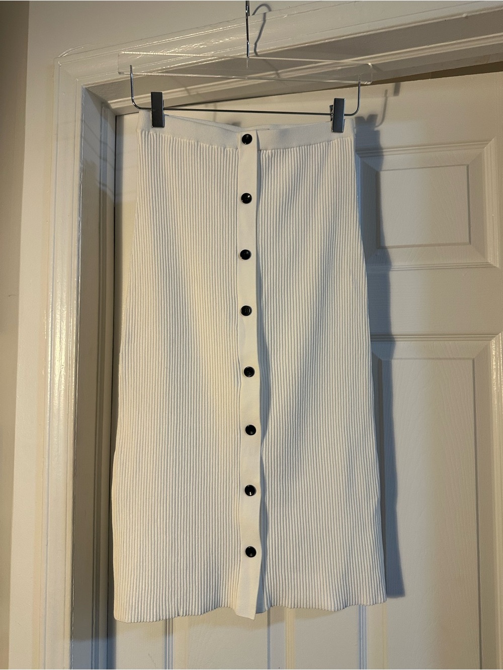 Proenza Schouler White Ribbed Button-Front Midi Skirt